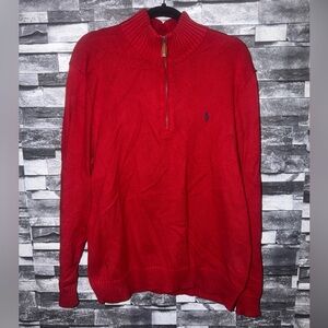 Ralph Lauren Men's Vibrant Red Half-Zip Sweater size XL